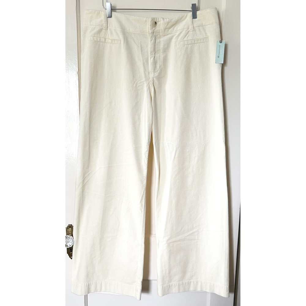 NWT Anthropologie Plus Maeve Colette Corduroy Wide-Leg Trousers Ivory 18W Fall